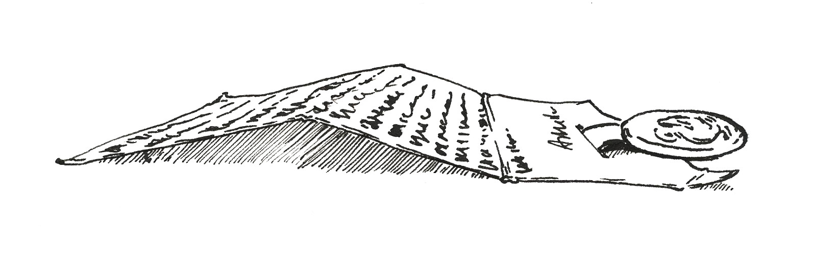 ink illustration, medieval document with a seal